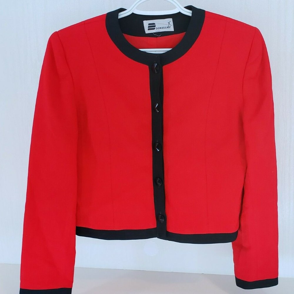 Don Elliot Blazer Suit Jacket Red with Black Trim